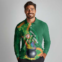 St Patrick's Day Hawaii Long Sleeve Polo Shirt Hauoli Maoli Funny Shaka Leprechaun LT14 - Polynesian Pride