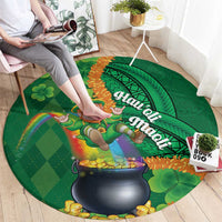 St Patrick's Day Hawaii Round Carpet Hauoli Maoli Funny Shaka Leprechaun LT14 - Polynesian Pride