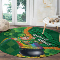 St Patrick's Day Hawaii Round Carpet Hauoli Maoli Funny Shaka Leprechaun LT14 - Polynesian Pride