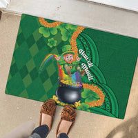 St Patrick's Day Hawaii Rubber Doormat Hauoli Maoli Funny Shaka Leprechaun