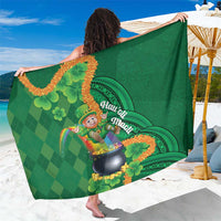 St Patrick's Day Hawaii Sarong Hauoli Maoli Funny Shaka Leprechaun LT14 One Size 44 x 66 inches Green - Polynesian Pride