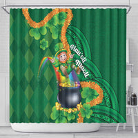 St Patrick's Day Hawaii Shower Curtain Hauoli Maoli Funny Shaka Leprechaun