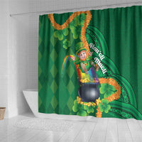 St Patrick's Day Hawaii Shower Curtain Hauoli Maoli Funny Shaka Leprechaun