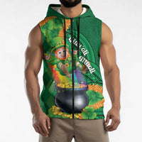 St Patrick's Day Hawaii Sleeveless Zip Hoodie Hauoli Maoli Funny Shaka Leprechaun LT14 - Polynesian Pride