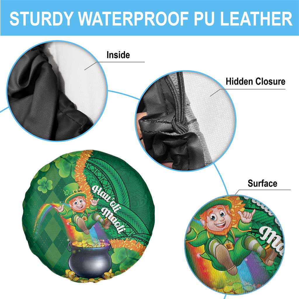 St Patrick's Day Hawaii Spare Tire Cover Hauoli Maoli Funny Shaka Leprechaun