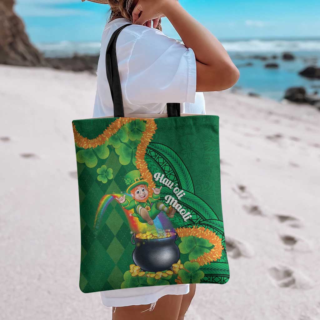 St Patrick's Day Hawaii Tote Bag Hauoli Maoli Funny Shaka Leprechaun