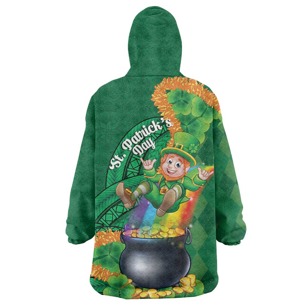 St Patrick's Day Hawaii Wearable Blanket Hoodie Hauoli Maoli Funny Shaka Leprechaun