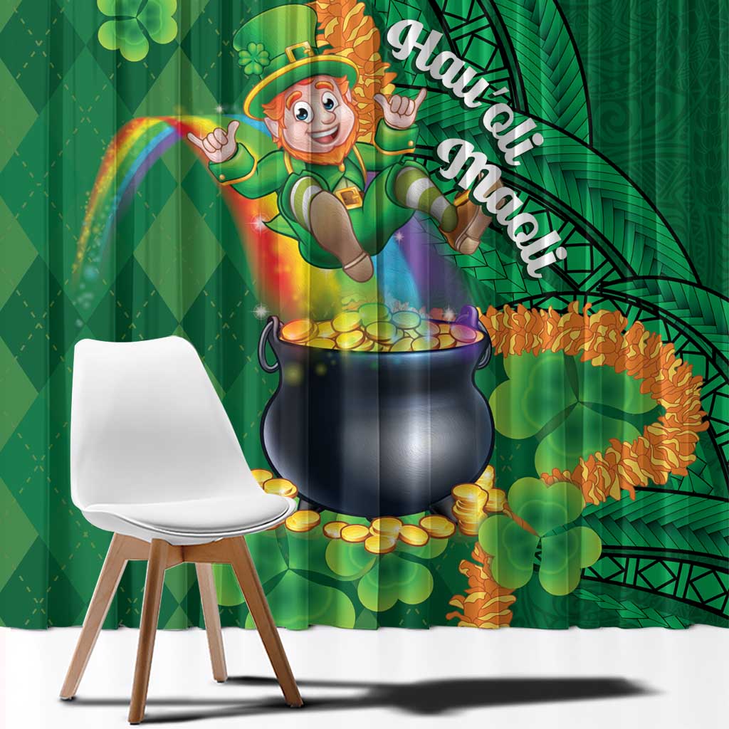 St Patrick's Day Hawaii Window Curtain Hauoli Maoli Funny Shaka Leprechaun LT14 - Polynesian Pride