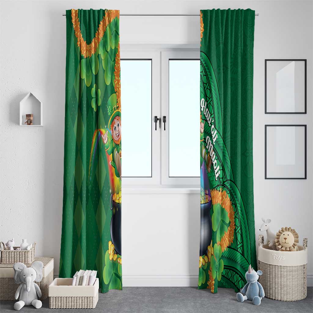 St Patrick's Day Hawaii Window Curtain Hauoli Maoli Funny Shaka Leprechaun LT14 - Polynesian Pride