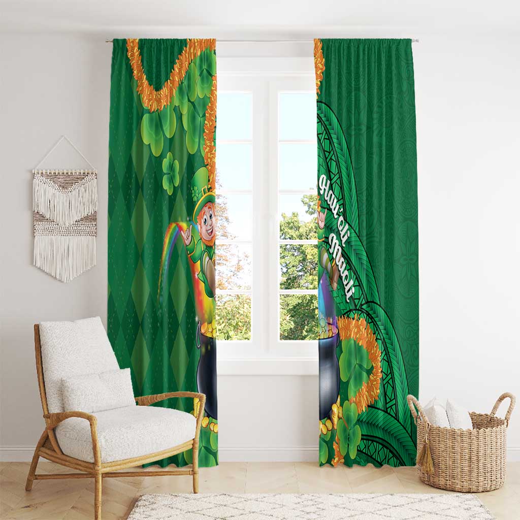 St Patrick's Day Hawaii Window Curtain Hauoli Maoli Funny Shaka Leprechaun LT14 - Polynesian Pride