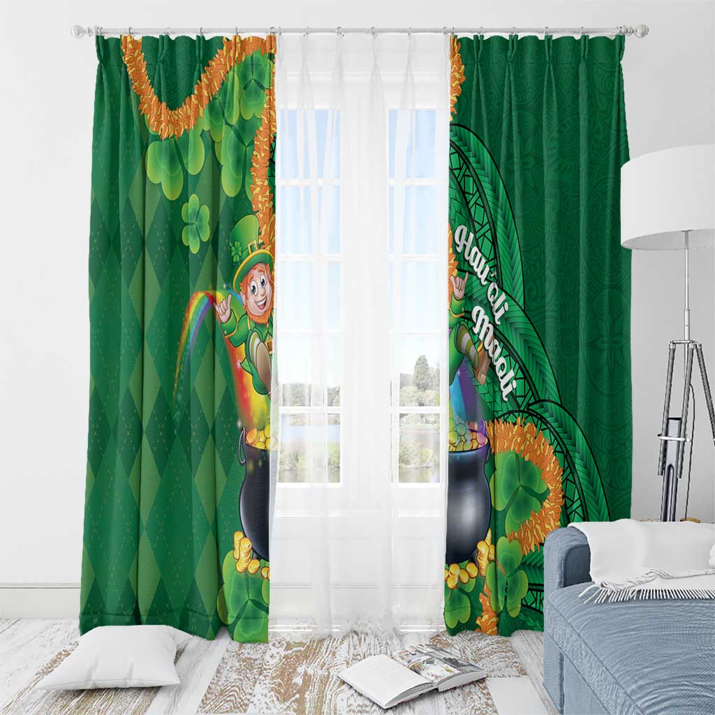 St Patrick's Day Hawaii Window Curtain Hauoli Maoli Funny Shaka Leprechaun LT14 - Polynesian Pride
