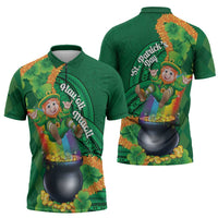 St Patrick's Day Hawaii Zipper Polo Shirt Hauoli Maoli Funny Shaka Leprechaun