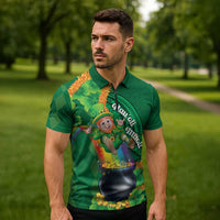 St Patrick's Day Hawaii Zipper Polo Shirt Hauoli Maoli Funny Shaka Leprechaun