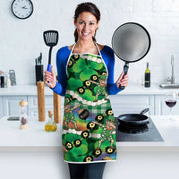 St Patrick's Day Palaka Hawaii Apron Kukui Nut Pikake Lei Shamrock Dabbing Leprechaun LT14 - Polynesian Pride