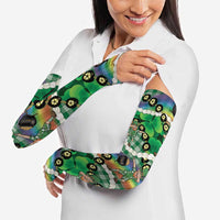 St Patrick's Day Palaka Hawaii Arm Sleeves Kukui Nut Pikake Lei Shamrock Dabbing Leprechaun