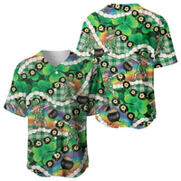 St Patrick's Day Palaka Hawaii Baseball Jersey Kukui Nut Pikake Lei Shamrock Dabbing Leprechaun