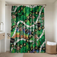 St Patrick's Day Palaka Hawaii Bathroom Set Kukui Nut Pikake Lei Shamrock Dabbing Leprechaun LT14 Shower Curtain Only Green - Polynesian Pride
