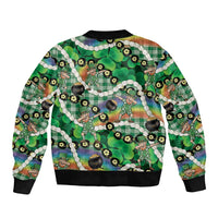 St Patrick's Day Palaka Hawaii Bomber Jacket Kukui Nut Pikake Lei Shamrock Dabbing Leprechaun