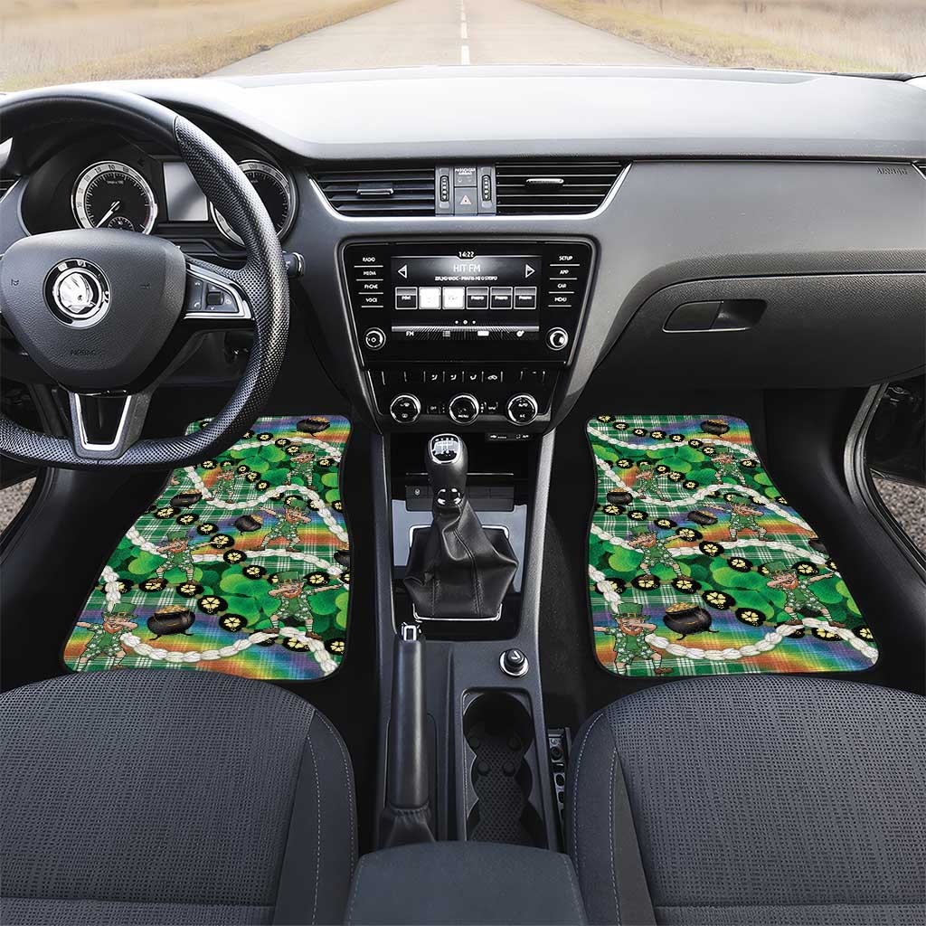 St Patrick's Day Palaka Hawaii Car Mats Kukui Nut Pikake Lei Shamrock Dabbing Leprechaun