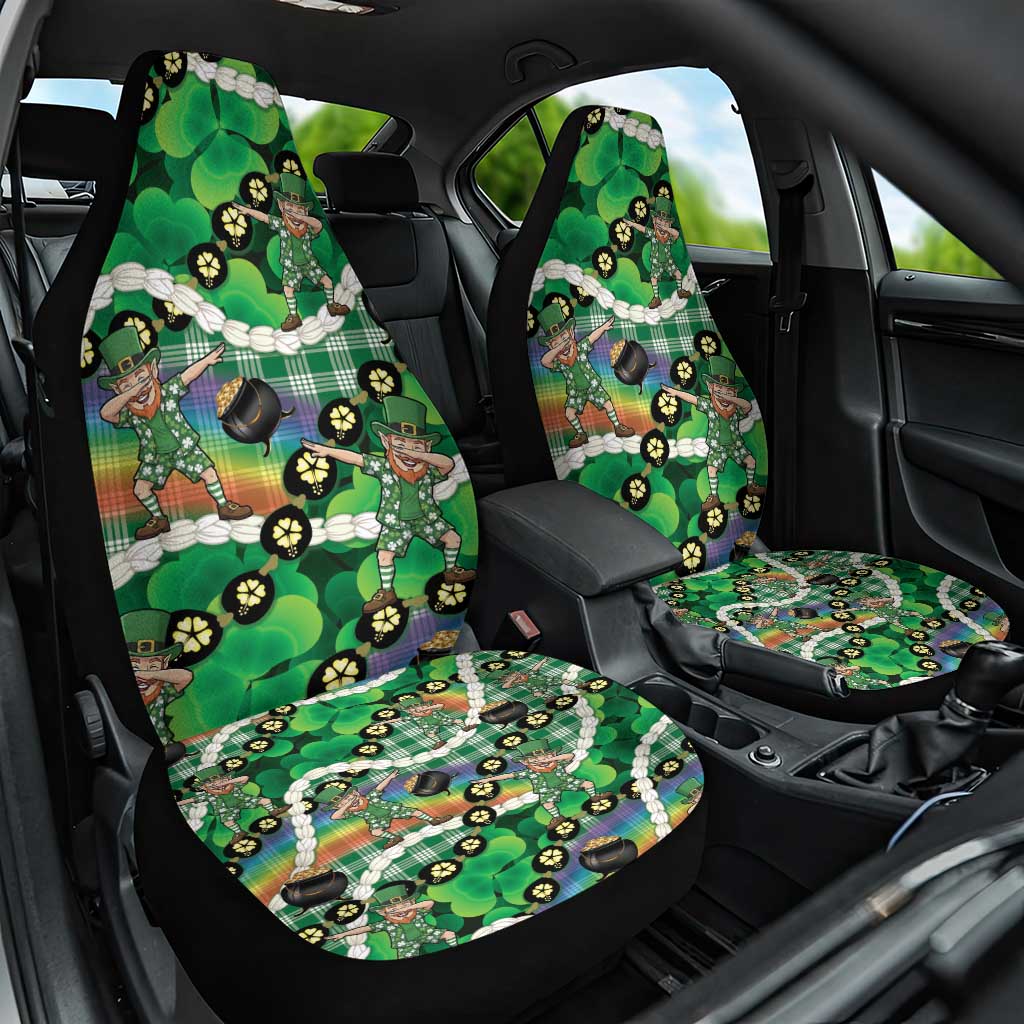 St Patrick's Day Palaka Hawaii Car Seat Cover Kukui Nut Pikake Lei Shamrock Dabbing Leprechaun