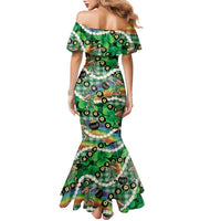 St Patrick's Day Palaka Hawaii Family Matching Mermaid Dress and Hawaiian Shirt Kukui Nut Pikake Lei Shamrock Dabbing Leprechaun