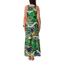 St Patrick's Day Palaka Hawaii Family Matching Tank Maxi Dress and Hawaiian Shirt Kukui Nut Pikake Lei Shamrock Dabbing Leprechaun
