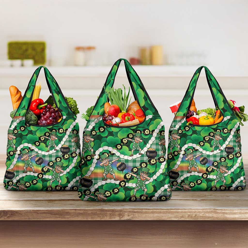 St Patrick's Day Palaka Hawaii Grocery Bag Kukui Nut Pikake Lei Shamrock Dabbing Leprechaun