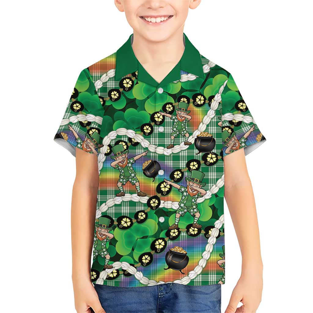 St Patrick's Day Palaka Hawaii Hawaiian Shirt Kukui Nut Pikake Lei Shamrock Dabbing Leprechaun LT14 - Polynesian Pride
