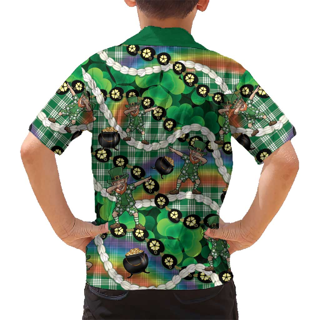 St Patrick's Day Palaka Hawaii Hawaiian Shirt Kukui Nut Pikake Lei Shamrock Dabbing Leprechaun LT14 - Polynesian Pride