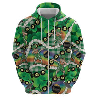 St Patrick's Day Palaka Hawaii Hoodie Kukui Nut Pikake Lei Shamrock Dabbing Leprechaun