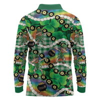 St Patrick's Day Palaka Hawaii Long Sleeve Polo Shirt Kukui Nut Pikake Lei Shamrock Dabbing Leprechaun LT14 - Polynesian Pride