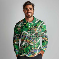 St Patrick's Day Palaka Hawaii Long Sleeve Polo Shirt Kukui Nut Pikake Lei Shamrock Dabbing Leprechaun LT14 - Polynesian Pride