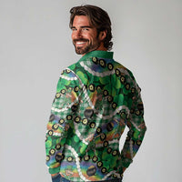 St Patrick's Day Palaka Hawaii Long Sleeve Polo Shirt Kukui Nut Pikake Lei Shamrock Dabbing Leprechaun LT14 - Polynesian Pride