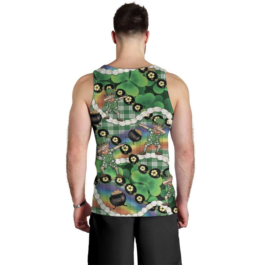 St Patrick's Day Palaka Hawaii Men Tank Top Kukui Nut Pikake Lei Shamrock Dabbing Leprechaun