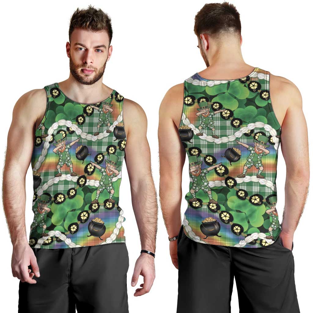 St Patrick's Day Palaka Hawaii Men Tank Top Kukui Nut Pikake Lei Shamrock Dabbing Leprechaun