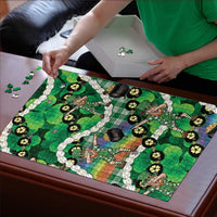 St Patrick's Day Palaka Hawaii Puzzle Kukui Nut Pikake Lei Shamrock Dabbing Leprechaun