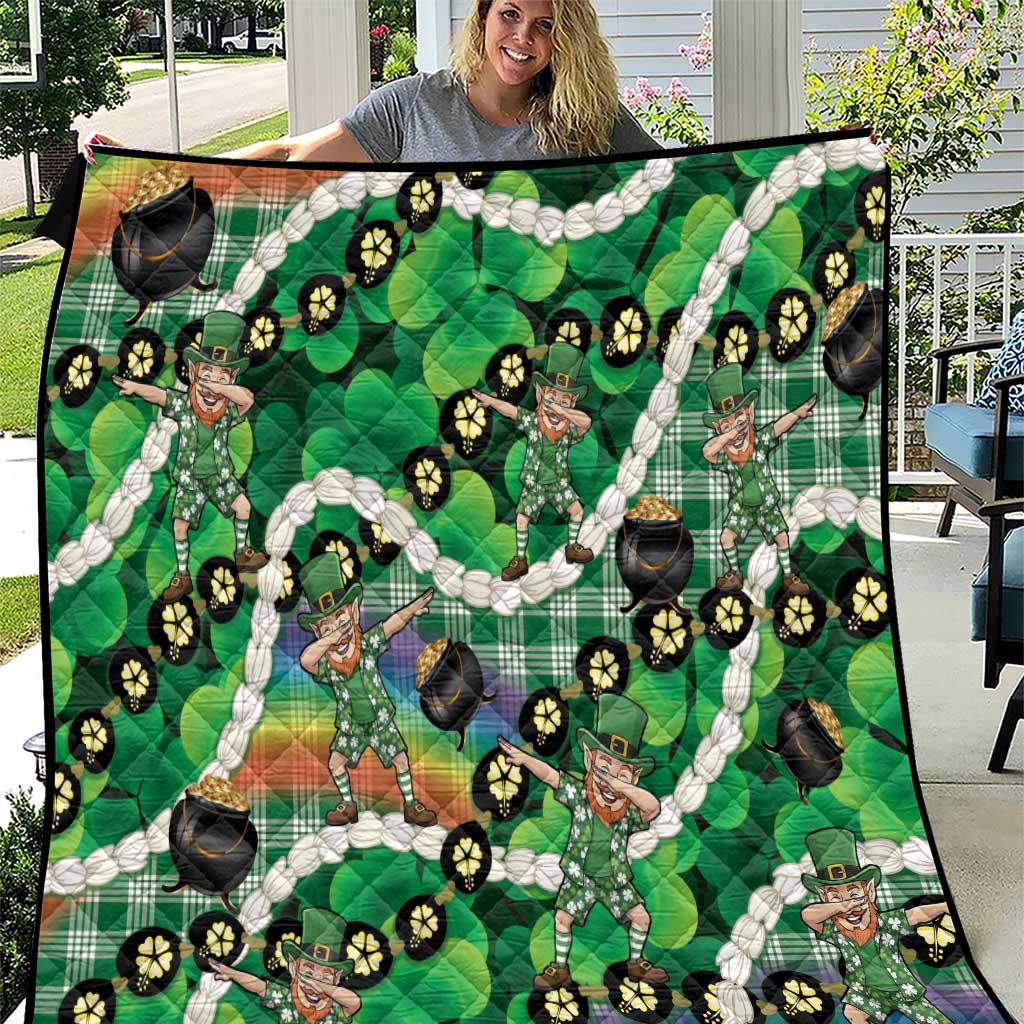 St Patrick's Day Palaka Hawaii Quilt Kukui Nut Pikake Lei Shamrock Dabbing Leprechaun LT14 Green - Polynesian Pride