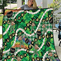 St Patrick's Day Palaka Hawaii Quilt Kukui Nut Pikake Lei Shamrock Dabbing Leprechaun LT14 Green - Polynesian Pride