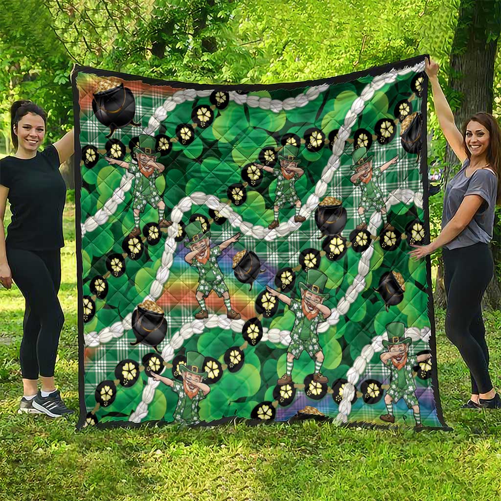 St Patrick's Day Palaka Hawaii Quilt Kukui Nut Pikake Lei Shamrock Dabbing Leprechaun LT14 - Polynesian Pride