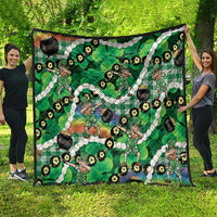 St Patrick's Day Palaka Hawaii Quilt Kukui Nut Pikake Lei Shamrock Dabbing Leprechaun LT14 - Polynesian Pride