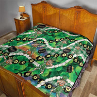 St Patrick's Day Palaka Hawaii Quilt Kukui Nut Pikake Lei Shamrock Dabbing Leprechaun LT14 - Polynesian Pride