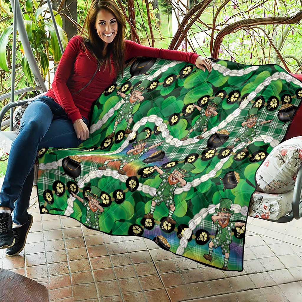 St Patrick's Day Palaka Hawaii Quilt Kukui Nut Pikake Lei Shamrock Dabbing Leprechaun LT14 - Polynesian Pride