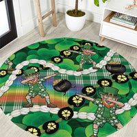 St Patrick's Day Palaka Hawaii Round Carpet Kukui Nut Pikake Lei Shamrock Dabbing Leprechaun LT14 Green - Polynesian Pride