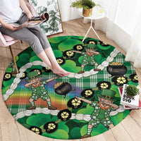 St Patrick's Day Palaka Hawaii Round Carpet Kukui Nut Pikake Lei Shamrock Dabbing Leprechaun LT14 - Polynesian Pride