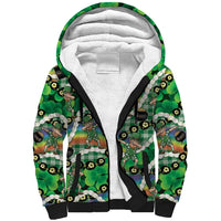 St Patrick's Day Palaka Hawaii Sherpa Hoodie Kukui Nut Pikake Lei Shamrock Dabbing Leprechaun