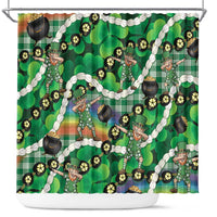 St Patrick's Day Palaka Hawaii Shower Curtain Kukui Nut Pikake Lei Shamrock Dabbing Leprechaun LT14 Green - Polynesian Pride
