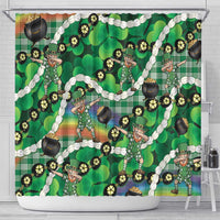 St Patrick's Day Palaka Hawaii Shower Curtain Kukui Nut Pikake Lei Shamrock Dabbing Leprechaun LT14 - Polynesian Pride