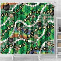St Patrick's Day Palaka Hawaii Shower Curtain Kukui Nut Pikake Lei Shamrock Dabbing Leprechaun LT14 - Polynesian Pride