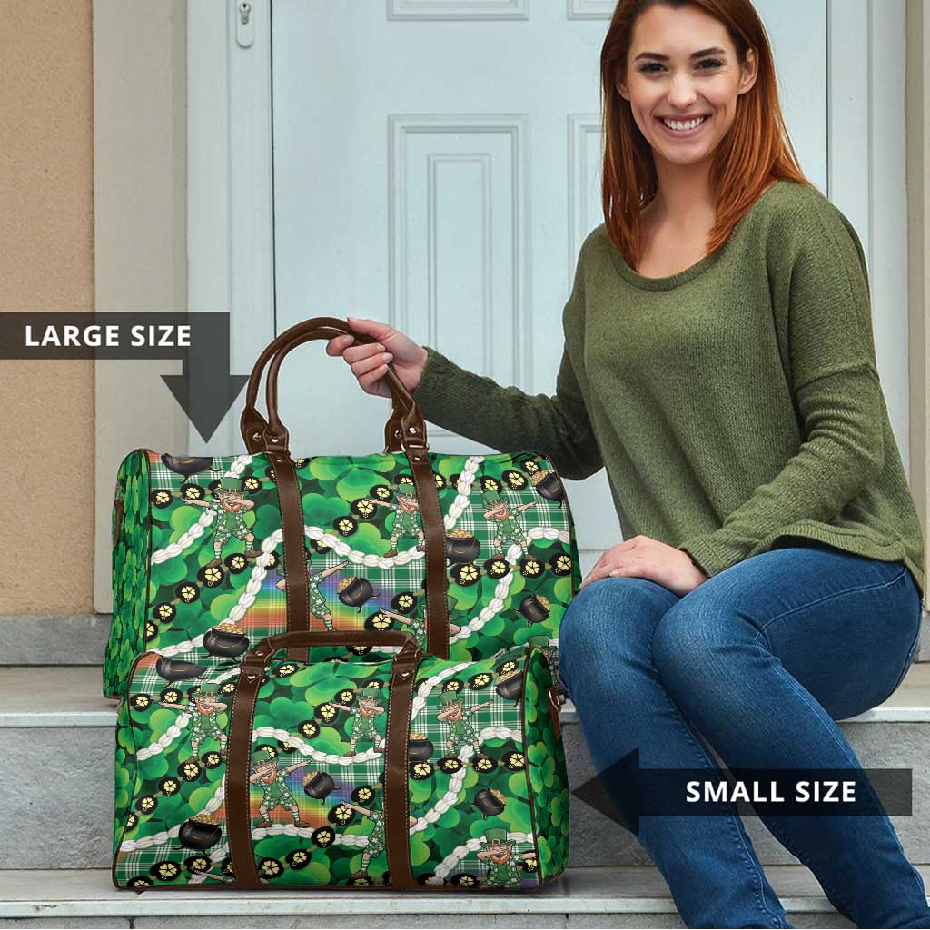 St Patrick's Day Palaka Hawaii Travel Bag Kukui Nut Pikake Lei Shamrock Dabbing Leprechaun