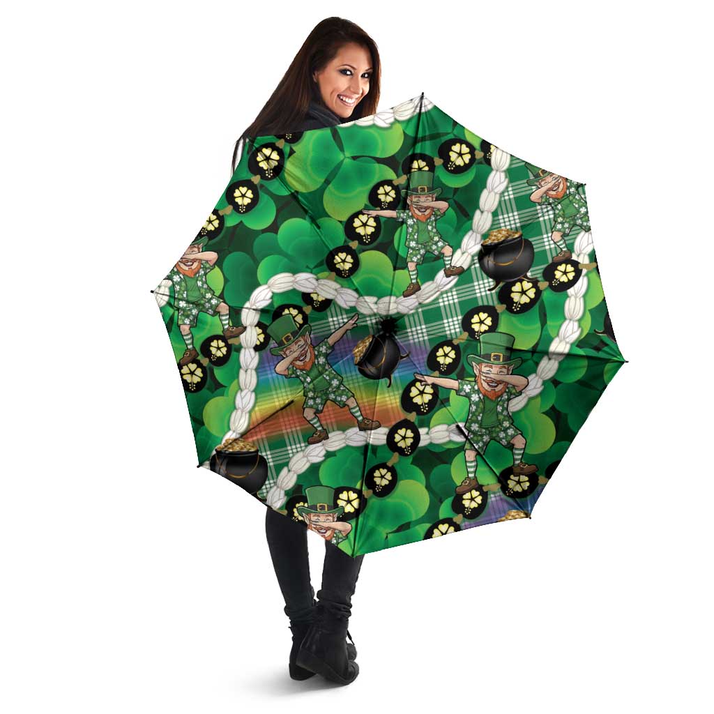 St Patrick's Day Palaka Hawaii Umbrella Kukui Nut Pikake Lei Shamrock Dabbing Leprechaun LT14 - Polynesian Pride